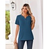 Zeagoo Womens Summer Tops V Neck Short Sleeve Shirts Dressy Casual Blouse(Dark Blue)