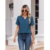 Zeagoo Womens Summer Tops V Neck Short Sleeve Shirts Dressy Casual Blouse(Dark Blue)