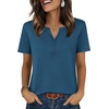 Zeagoo Womens Summer Tops V Neck Short Sleeve Shirts Dressy Casual Blouse(Dark Blue)