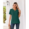 Zeagoo Womens Summer Tops V Neck Short Sleeve Shirts Dressy Casual Blouse(Green)