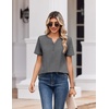 Zeagoo Womens Summer Tops V Neck Short Sleeve Shirts Dressy Casual Blouse(Grey)