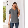 Zeagoo Womens Summer Tops V Neck Short Sleeve Shirts Dressy Casual Blouse(Grey)