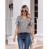 Zeagoo Womens Summer Tops V Neck Short Sleeve Shirts Dressy Casual Blouse(Grey Floral)