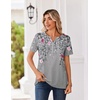 Zeagoo Womens Summer Tops V Neck Short Sleeve Shirts Dressy Casual Blouse(Grey Floral)