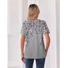 Zeagoo Womens Summer Tops V Neck Short Sleeve Shirts Dressy Casual Blouse(Grey Floral)