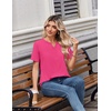 Zeagoo Womens Summer Tops V Neck Short Sleeve Shirts Dressy Casual Blouse(Hot Pink)