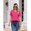Zeagoo Womens Summer Tops V Neck Short Sleeve Shirts Dressy Casual Blouse(Hot Pink)