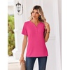 Zeagoo Womens Summer Tops V Neck Short Sleeve Shirts Dressy Casual Blouse(Hot Pink)