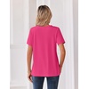 Zeagoo Womens Summer Tops V Neck Short Sleeve Shirts Dressy Casual Blouse(Hot Pink)
