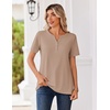 Zeagoo Womens Summer Tops V Neck Short Sleeve Shirts Dressy Casual Blouse(Khaki)