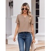 Zeagoo Womens Summer Tops V Neck Short Sleeve Shirts Dressy Casual Blouse(Khaki)