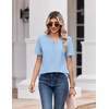 Zeagoo Womens Summer Tops V Neck Short Sleeve Shirts Dressy Casual Blouse(Light Blue)