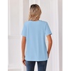 Zeagoo Womens Summer Tops V Neck Short Sleeve Shirts Dressy Casual Blouse(Light Blue)