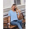 Zeagoo Womens Summer Tops V Neck Short Sleeve Shirts Dressy Casual Blouse(Light Blue)