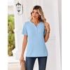 Zeagoo Womens Summer Tops V Neck Short Sleeve Shirts Dressy Casual Blouse(Light Blue)