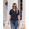 Zeagoo Womens Summer Tops V Neck Short Sleeve Shirts Dressy Casual Blouse(Navy Blue)