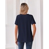 Zeagoo Womens Summer Tops V Neck Short Sleeve Shirts Dressy Casual Blouse(Navy Blue)