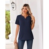 Zeagoo Womens Summer Tops V Neck Short Sleeve Shirts Dressy Casual Blouse(Navy Blue)