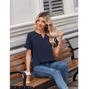 Zeagoo Womens Summer Tops V Neck Short Sleeve Shirts Dressy Casual Blouse(Navy Blue)