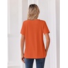 Zeagoo Womens Summer Tops V Neck Short Sleeve Shirts Dressy Casual Blouse(Orange)