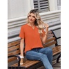 Zeagoo Womens Summer Tops V Neck Short Sleeve Shirts Dressy Casual Blouse(Orange)