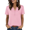 Zeagoo Womens Summer Tops V Neck Short Sleeve Shirts Dressy Casual Blouse(Pink)