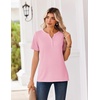 Zeagoo Womens Summer Tops V Neck Short Sleeve Shirts Dressy Casual Blouse(Pink)