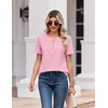 Zeagoo Womens Summer Tops V Neck Short Sleeve Shirts Dressy Casual Blouse(Pink)