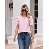 Zeagoo Womens Summer Tops V Neck Short Sleeve Shirts Dressy Casual Blouse(Pink Stripes)