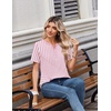 Zeagoo Womens Summer Tops V Neck Short Sleeve Shirts Dressy Casual Blouse(Pink Stripes)
