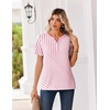Zeagoo Womens Summer Tops V Neck Short Sleeve Shirts Dressy Casual Blouse(Pink Stripes)