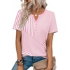 Zeagoo Womens Summer Tops V Neck Short Sleeve Shirts Dressy Casual Blouse(Pink Stripes)