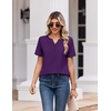 Zeagoo Womens Summer Tops V Neck Short Sleeve Shirts Dressy Casual Blouse(Purple)