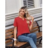Zeagoo Womens Summer Tops V Neck Short Sleeve Shirts Dressy Casual Blouse(Red)