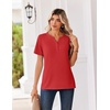 Zeagoo Womens Summer Tops V Neck Short Sleeve Shirts Dressy Casual Blouse(Red)