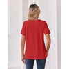 Zeagoo Womens Summer Tops V Neck Short Sleeve Shirts Dressy Casual Blouse(Red)