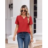 Zeagoo Womens Summer Tops V Neck Short Sleeve Shirts Dressy Casual Blouse(Red)