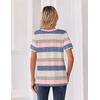 Zeagoo Womens Summer Tops V Neck Short Sleeve Shirts Dressy Casual Blouse(Striped-tw669)