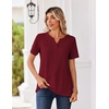 Zeagoo Womens Summer Tops V Neck Short Sleeve Shirts Dressy Casual Blouse(Wine Red)