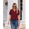 Zeagoo Womens Summer Tops V Neck Short Sleeve Shirts Dressy Casual Blouse(Wine Red)