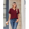 Zeagoo Womens Summer Tops V Neck Short Sleeve Shirts Dressy Casual Blouse(Wine Red)