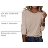Zeagoo Womens Tops 2025 Long Sleeve Shirts for Fall Round Neck Blouses Floral Tunic Tops with Buttons Decor(Beige)