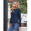 Zeagoo Womens Tops 2025 Long Sleeve Shirts for Fall Round Neck Blouses Floral Tunic Tops with Buttons Decor(Blue)