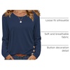 Zeagoo Womens Tops 2025 Long Sleeve Shirts for Fall Round Neck Blouses Floral Tunic Tops with Buttons Decor(Blue)