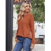 Zeagoo Womens Tops 2025 Long Sleeve Shirts for Fall Round Neck Blouses Floral Tunic Tops with Buttons Decor(Caramel)
