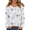 Zeagoo Womens Tops 2025 Long Sleeve Shirts for Fall Round Neck Blouses Floral Tunic Tops with Buttons Decor(Floral-112)