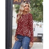 Zeagoo Womens Tops 2025 Long Sleeve Shirts for Fall Round Neck Blouses Floral Tunic Tops with Buttons Decor(Floral-140)