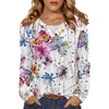 Zeagoo Womens Tops 2025 Long Sleeve Shirts for Fall Round Neck Blouses Floral Tunic Tops with Buttons Decor(Floral-50)