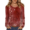 Zeagoo Womens Tops 2025 Long Sleeve Shirts for Fall Round Neck Blouses Floral Tunic Tops with Buttons Decor(Floral-766)