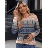 Zeagoo Womens Tops 2025 Long Sleeve Shirts for Fall Round Neck Blouses Floral Tunic Tops with Buttons Decor(Floral-814)